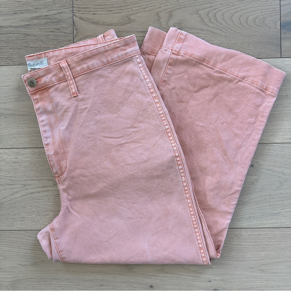 Madewell Slim Emmett Wide Leg Crop Pants in Salmon